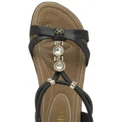Black Bettina Flat Open-Toe Sandals | Lotus -Top Quality Shoe Store black bettina flat open toe sandals lotus p13196 31696 medium