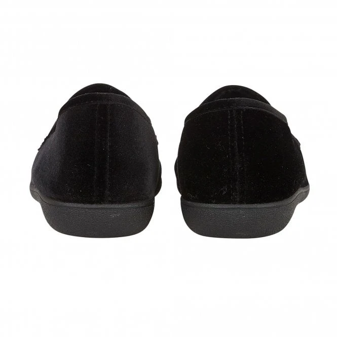 Black Clarence Velour Slippers | Lotus 3 Black Clarence Velour Slippers | Lotus - Image 3