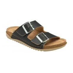 Black Cortona Open-Toe Mule Sandals | Lotus