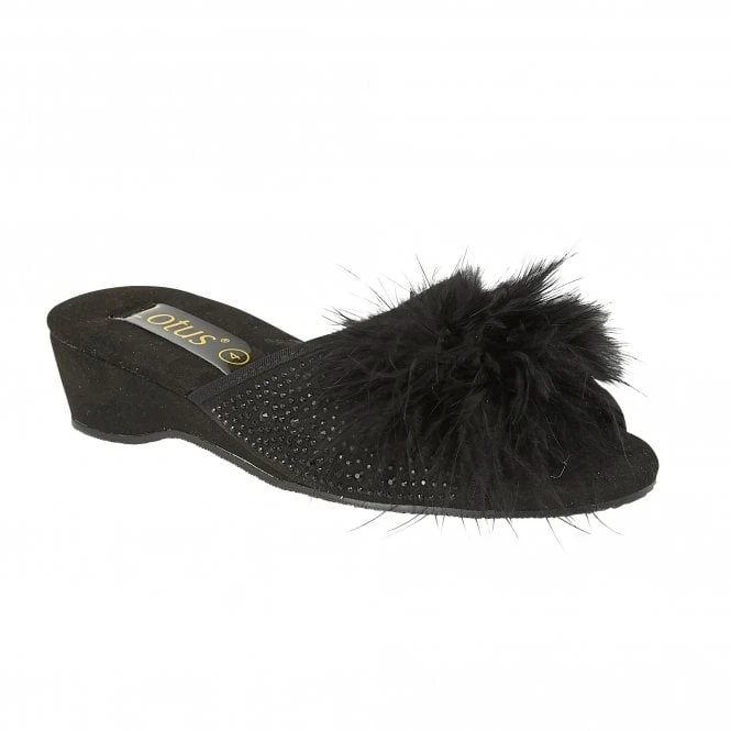 Black & Diamante Allure Slippers | Lotus 1 Black & Diamante Allure Slippers | Lotus