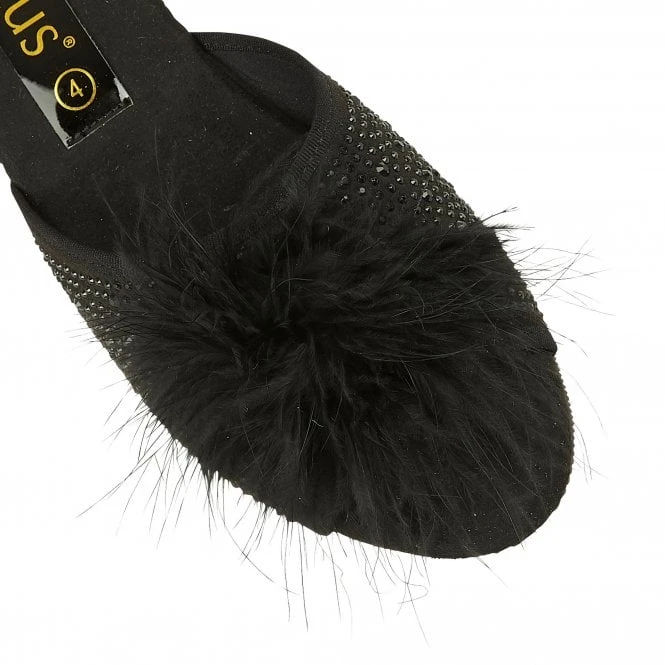 Black & Diamante Allure Slippers | Lotus 4 Black & Diamante Allure Slippers | Lotus - Image 4