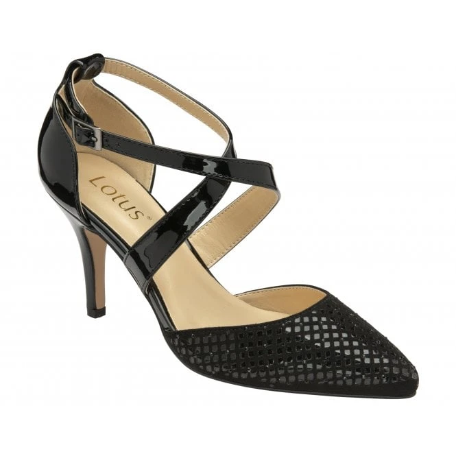 Black & Diamante Sophia Court Shoes | Lotus 1 Black & Diamante Sophia Court Shoes | Lotus