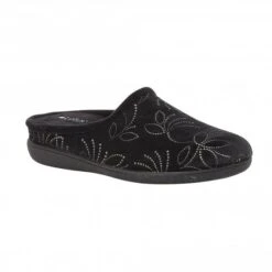 Black Elizabeth Textile Mule Slippers | Lotus