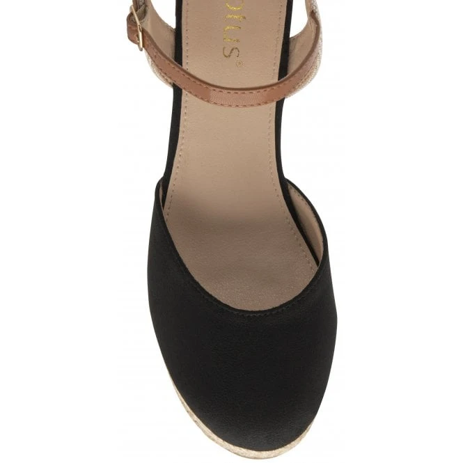 Black Katie Espadrille Wedge Shoes | Lotus 4 Black Katie Espadrille Wedge Shoes | Lotus - Image 4