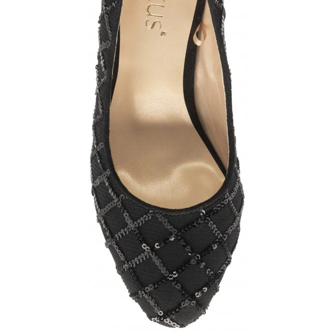 Black Lucia Patterned Court Shoes | Lotus 4 Black Lucia Patterned Court Shoes | Lotus - Image 4