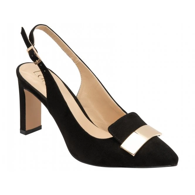 Black Microfibre Elyse Slingback Court Shoes | Lotus 1 Black Microfibre Elyse Slingback Court Shoes | Lotus