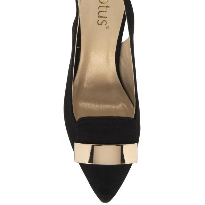 Black Microfibre Elyse Slingback Court Shoes | Lotus 4 Black Microfibre Elyse Slingback Court Shoes | Lotus - Image 4