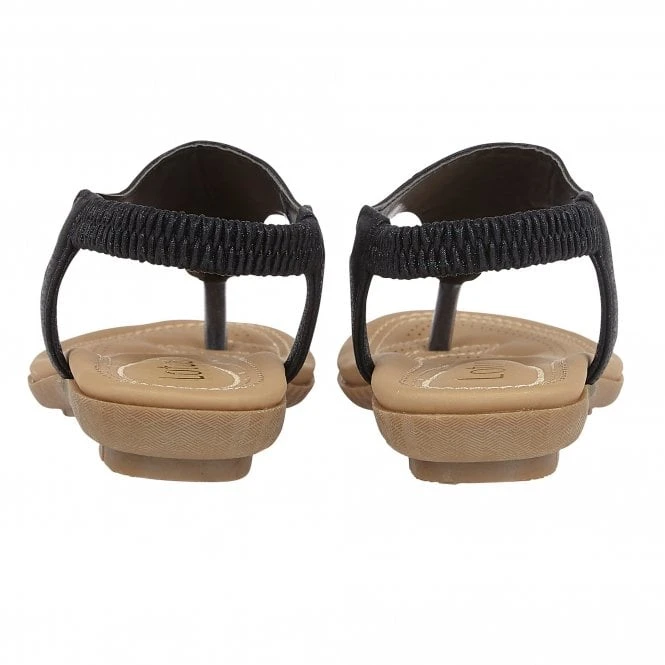 Black Orla Flat Toe-Post Sandals | Lotus 3 Black Orla Flat Toe-Post Sandals | Lotus - Image 3