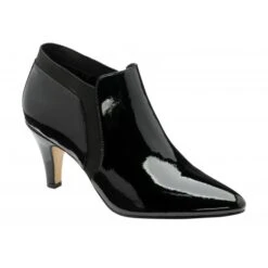 Black Patent Kristina Pointed Toe Shoe-Boots | Lotus