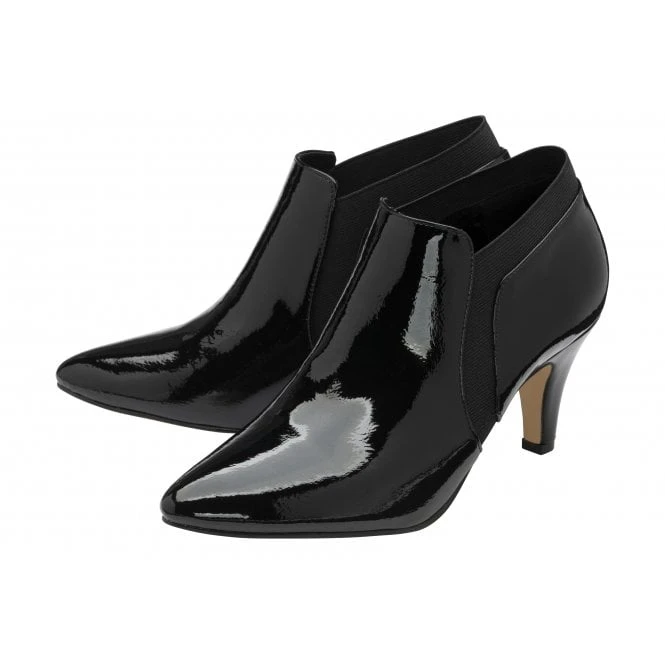 Black Patent Kristina Pointed Toe Shoe-Boots | Lotus 2 Black Patent Kristina Pointed Toe Shoe-Boots | Lotus - Image 2