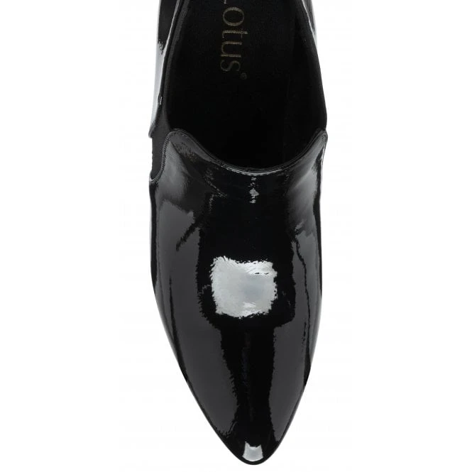 Black Patent Kristina Pointed Toe Shoe-Boots | Lotus 4 Black Patent Kristina Pointed Toe Shoe-Boots | Lotus - Image 4