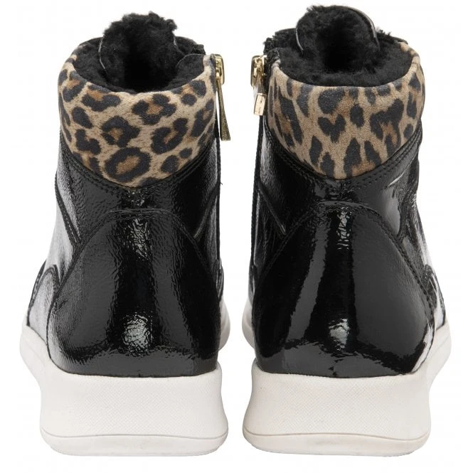 Black Patent Leather & Leopard-Print Saskia High Top Trainers | Stressless By Lotus 3 Black Patent Leather & Leopard-Print Saskia High Top Trainers | Stressless By Lotus - Image 3