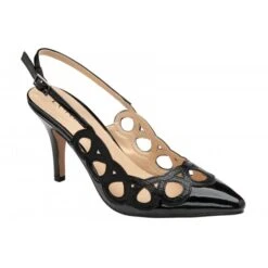 Top Quality Shoe Store 30 Black & Snake-Print Debbie Slingback Court Shoes | Lotus