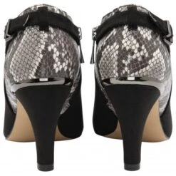 Black & Snake-Print Ramona Heeled Shoe-Boots | Lotus -Top Quality Shoe Store black snake print ramona heeled shoe boots lotus p13492 32334 medium