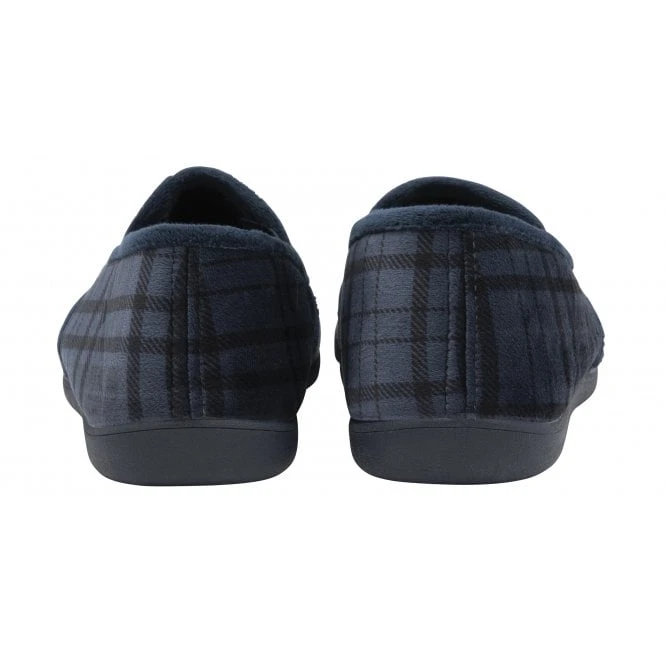 Blue Check Textile Ralf Full Shoe Slippers | Lotus 3 Blue Check Textile Ralf Full Shoe Slippers | Lotus - Image 3