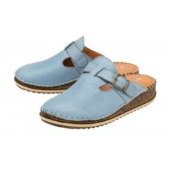 New Arrival -Top Quality Shoe Store blue leather kerry round toe mules lotus p13634 33258 medium