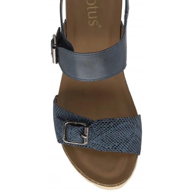 Blue & Snake-Print Leather Brynlee Open-Toe Wedge Sandals | Lotus 4 Blue & Snake-Print Leather Brynlee Open-Toe Wedge Sandals | Lotus - Image 4