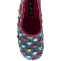 Blue Zoe Textile Pom-Pom Slippers | Lotus -Top Quality Shoe Store blue zoe textile pom pom slippers lotus p13130 31053 medium