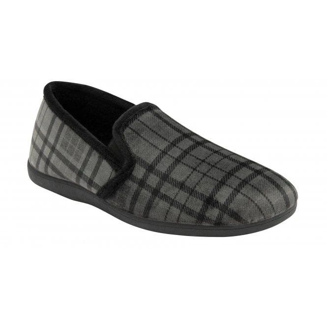 Grey Check Textile Ralf Full Shoe Slippers | Lotus 1 Grey Check Textile Ralf Full Shoe Slippers | Lotus