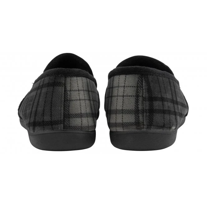 Grey Check Textile Ralf Full Shoe Slippers | Lotus 3 Grey Check Textile Ralf Full Shoe Slippers | Lotus - Image 3
