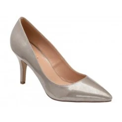Grey Pearl Patent Roma Court Shoes | Lotus