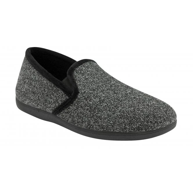 Grey Textile Austin Full Shoe Slippers | Lotus 1 Grey Textile Austin Full Shoe Slippers | Lotus