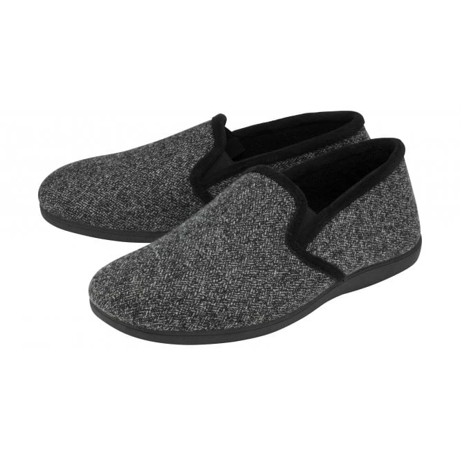 Grey Textile Austin Full Shoe Slippers | Lotus 2 Grey Textile Austin Full Shoe Slippers | Lotus - Image 2