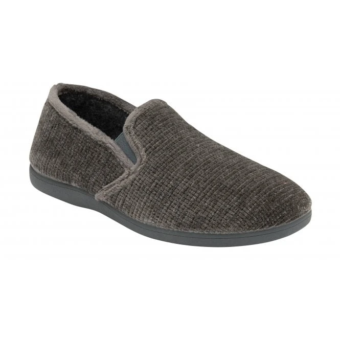 Grey Velour Sheldon Slippers | Lotus 1 Grey Velour Sheldon Slippers | Lotus