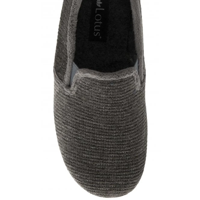 Grey Velour Sheldon Slippers | Lotus 4 Grey Velour Sheldon Slippers | Lotus - Image 4