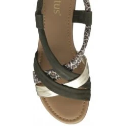 Khaki & Leopard-Print Leather Christa Wedge Sandals | Lotus -Top Quality Shoe Store khaki leopard print leather christa wedge sandals lotus p13195 31412 medium