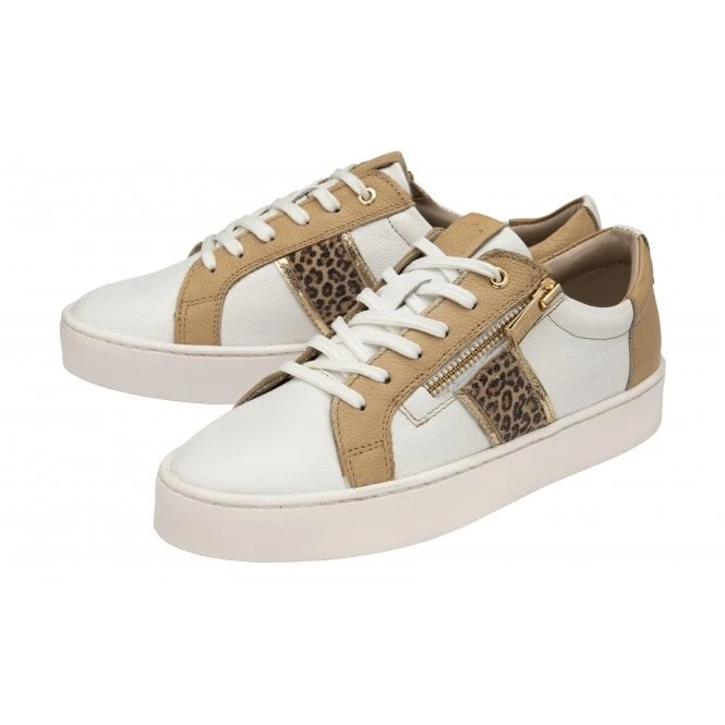 Natural & Leopard-Print Leather Sahara Zip-Up Trainers | Stressless By Lotus 2 Natural & Leopard-Print Leather Sahara Zip-Up Trainers | Stressless By Lotus - Image 2
