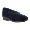 Navy Beverley Velour Slippers | Lotus