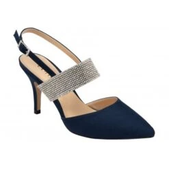 Top Quality Shoe Store 54 Navy & Diamante Violette Slingback Court Shoes | Lotus