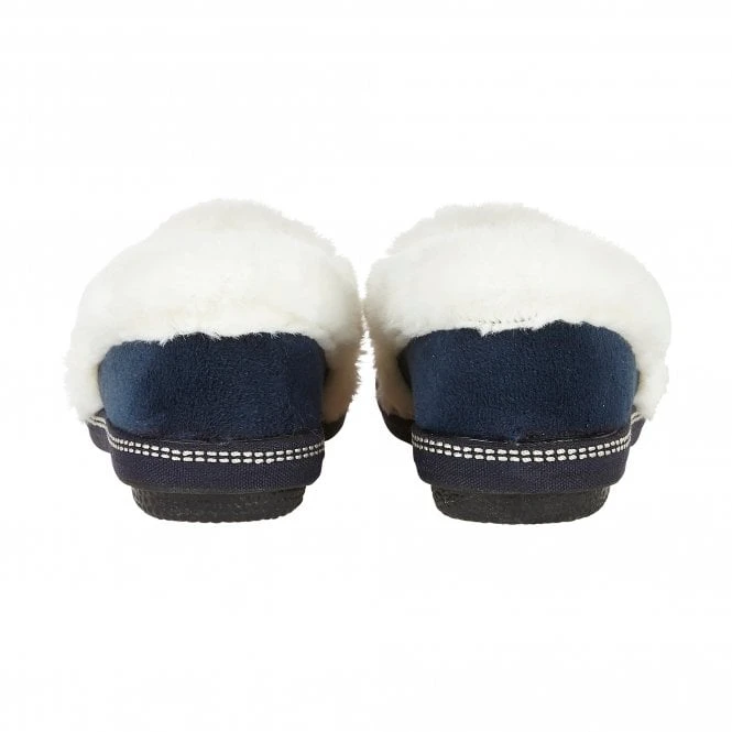 Navy Greta Textile Slippers | Lotus 3 Navy Greta Textile Slippers | Lotus - Image 3