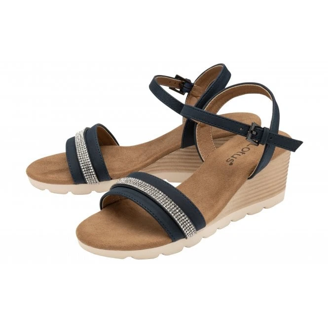 Navy Nantes Open-Toe Wedge Sandals | Lotus 2 Navy Nantes Open-Toe Wedge Sandals | Lotus - Image 2