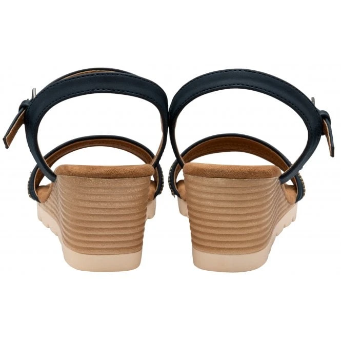 Navy Nantes Open-Toe Wedge Sandals | Lotus 3 Navy Nantes Open-Toe Wedge Sandals | Lotus - Image 3