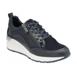 Navy Patent & Leather Sassy Casual Trainers | Stressless By Lotus