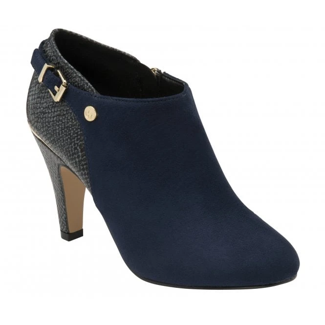 Navy & Snake-Print Ramona Heeled Shoe-Boots | Lotus 1 Navy & Snake-Print Ramona Heeled Shoe-Boots | Lotus