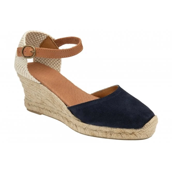 Navy Suede Antonella Espadrille Wedge Shoes | Lotus 1 Navy Suede Antonella Espadrille Wedge Shoes | Lotus