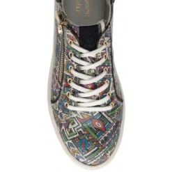 Navy & Tribal-Print Leather Serene Casual Trainers | Stressless By Lotus -Top Quality Shoe Store navy tribal print leather serene casual trainers stressless by lotus p13729 33084 medium