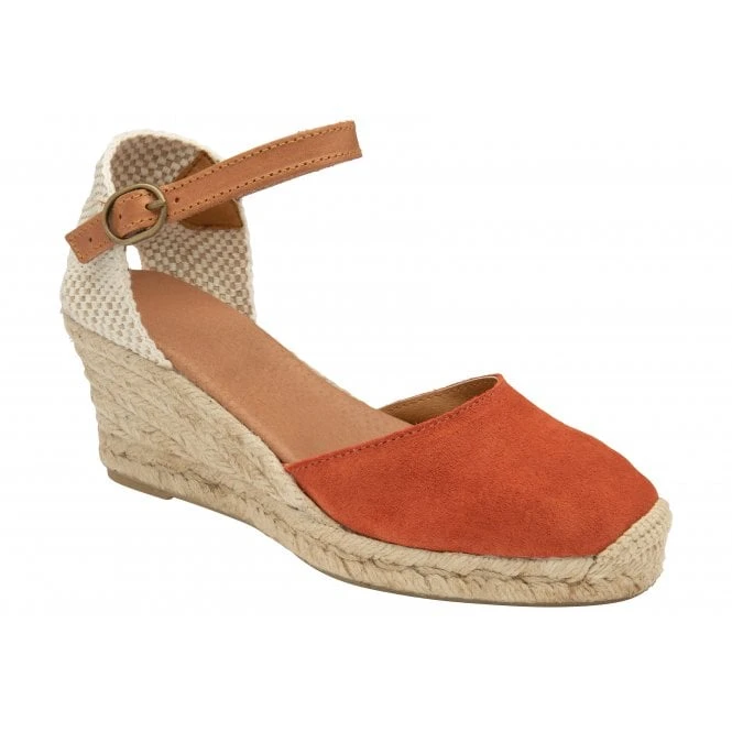 Orange Suede Antonella Espadrille Wedge Shoes | Lotus 1 Orange Suede Antonella Espadrille Wedge Shoes | Lotus