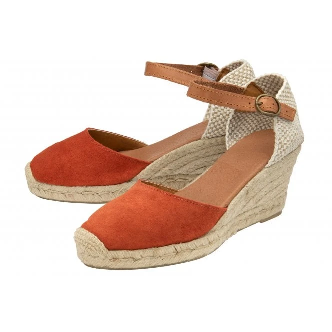 Orange Suede Antonella Espadrille Wedge Shoes | Lotus 2 Orange Suede Antonella Espadrille Wedge Shoes | Lotus - Image 2