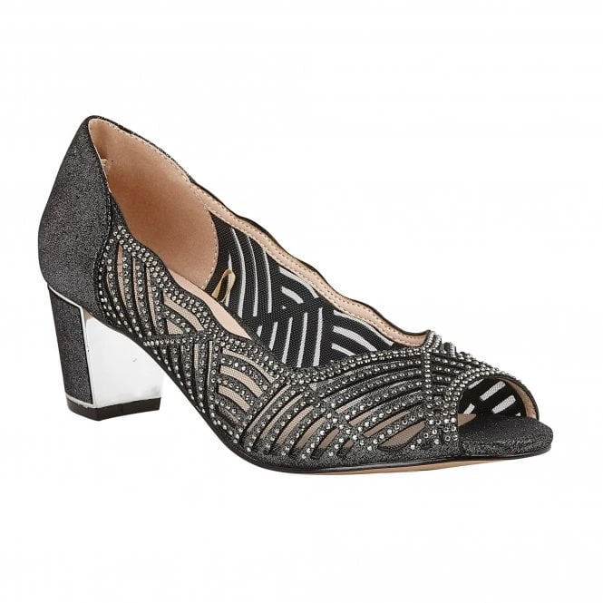 Pewter & Diamante Immy Open-Toe Shoes | Lotus 1 Pewter & Diamante Immy Open-Toe Shoes | Lotus
