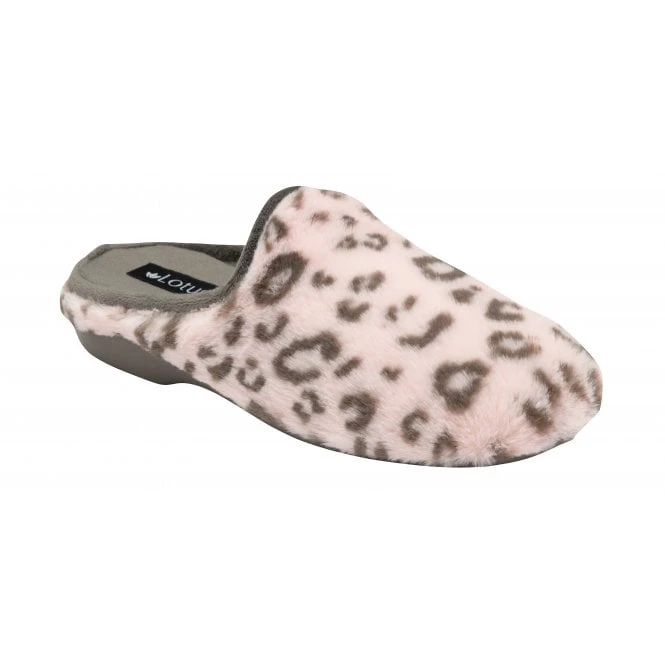 Pink Leopard-Print Cara Mule Slippers | Lotus 1 Pink Leopard-Print Cara Mule Slippers | Lotus