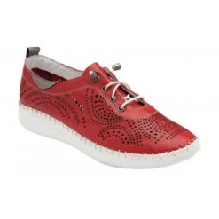 Red Leather Katya Casual Shoes | Lotus