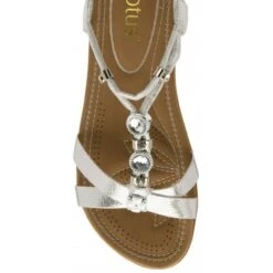 Silver Bettina Flat Open-Toe Sandals | Lotus -Top Quality Shoe Store silver bettina flat open toe sandals lotus p13581 32728 medium