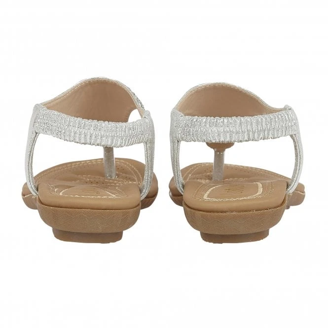 Silver Orla Flat Toe-Post Sandals | Lotus 3 Silver Orla Flat Toe-Post Sandals | Lotus - Image 3