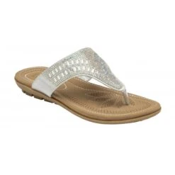 Top Quality Shoe Store 38 Silver Rafaella Flat Toe-Post Sandals | Lotus