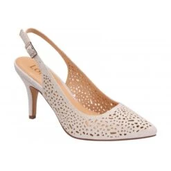 Silver Textile Lyla Slingback Court Shoes | Lotus