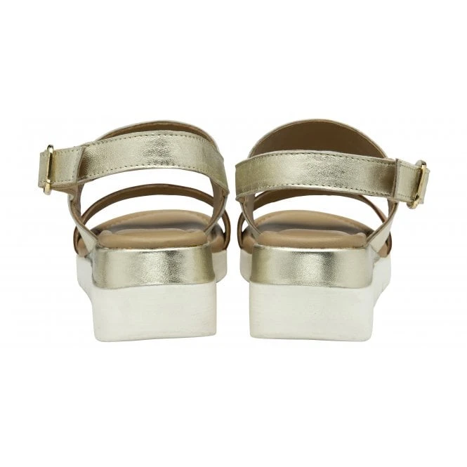 Tan & Gold Leather Madelyn Wedge Sandals | Lotus 3 Tan & Gold Leather Madelyn Wedge Sandals | Lotus - Image 3